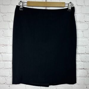 Red Saks Fifth Avenue Black Pencil Skirt with Faux Leather zipper‎ trim, sz 2